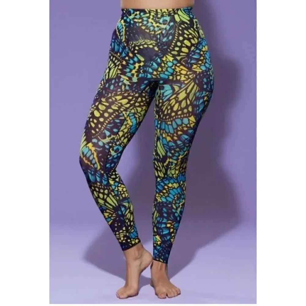 Yitty by Lizzo Mesh Me Smoothing High Waist Legging in Bright Ass Blue Buttafly